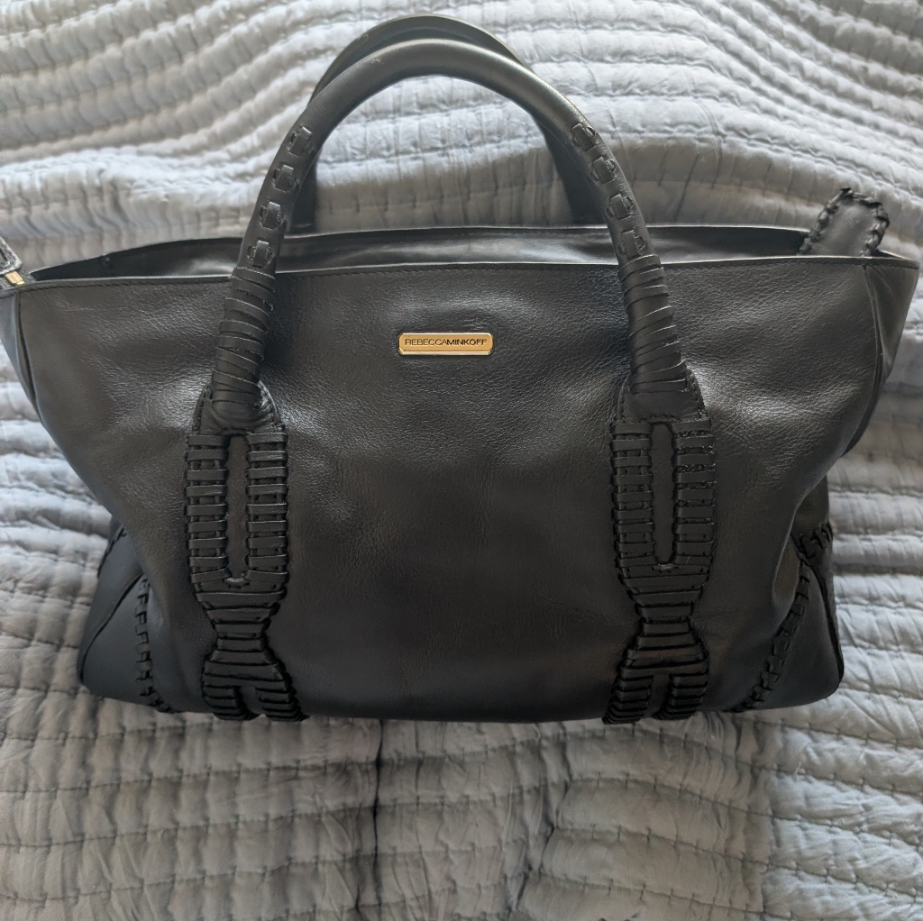 Rebecca Minkoff Black Leather With Gold Logo